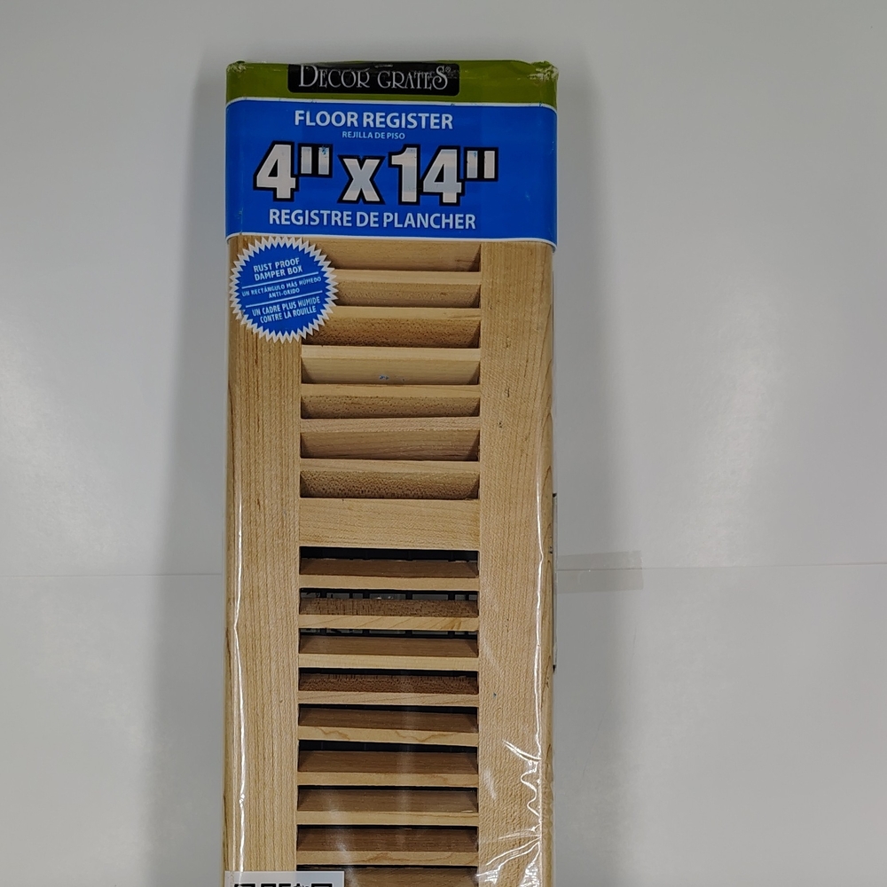 Decor Grates Floor Register 4" x 14" Louvered Solid Maple 2-pack Rust Proof